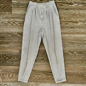 Vintage 80s Pleated Gingham Pants – Black & White